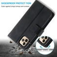 thumbnail image 3 of Wallet Case for iPhone 13 Pro 6.1 inch, Retro Matte 9 Card Holder Slots Zipper Pocket Case PU Leather Magnetic Closure Kickstand with Wrist Strap Folio Flip Case - Black, 3 of 14