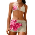 thumbnail image 2 of uublik Women Swimsuits 3 Piece Bikini Set Beach Vacation Bathing Suit with Cover Up Skirt Beige, 2 of 5