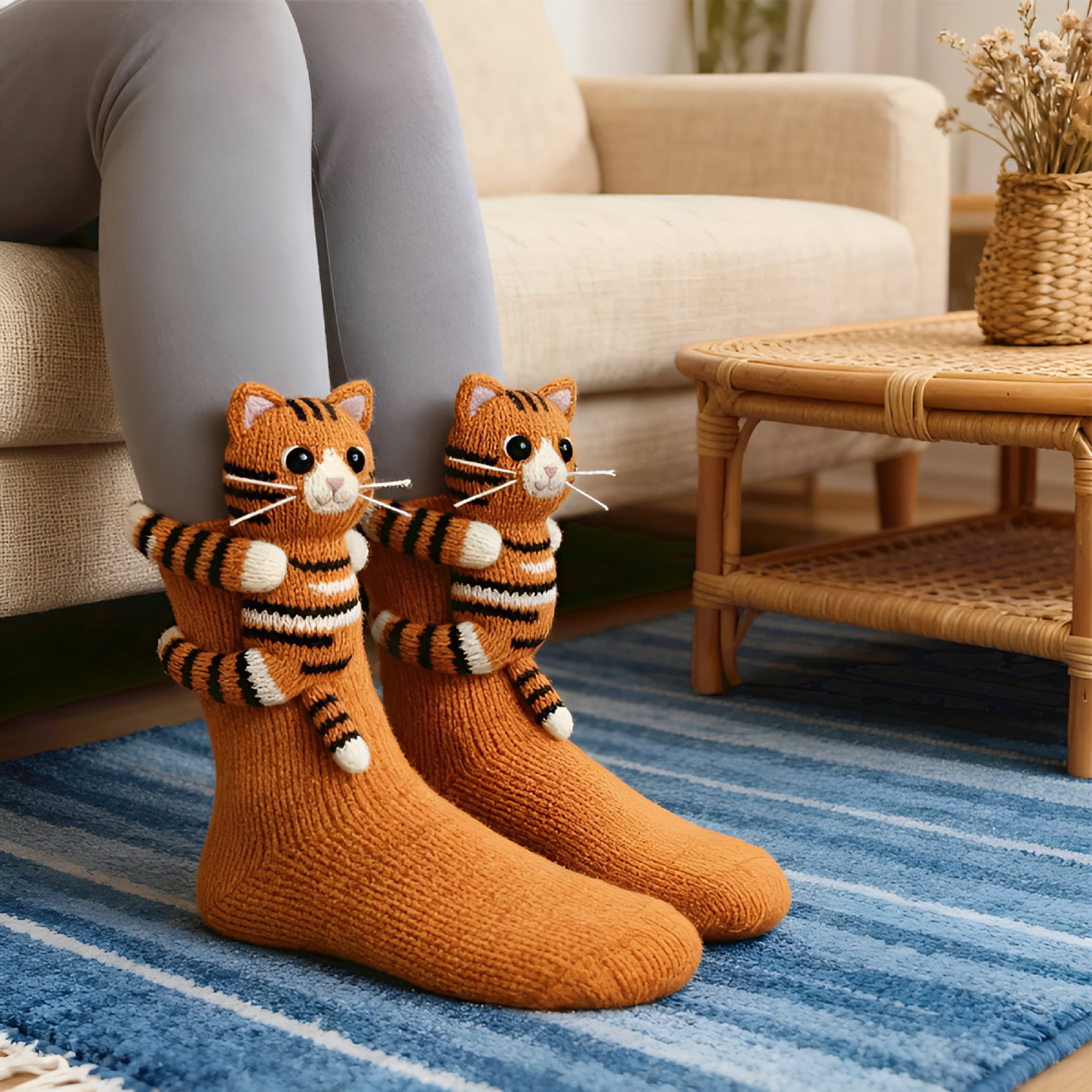TELOLY 2026 New 3D Knit Animal Socks, Cute Hand Crochet Knit, Christmas Stocking Stuffers Must-Have, Funny Warm Soft Socks for Holiday Gifting, Winter Essential