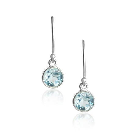 Color of Love 2.00 Carat Blue Topaz Dangle Earrings in Sterling Silver – Elegant Drop Earrings