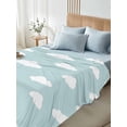 thumbnail image 4 of Clouds Twim Size Flat Sheet, Wrinkleproof & Fadeproof Cooling Flat Bed Sheet Only, Cartoon Blue Sky Minimalist Aesthetic Breathable Soft Bedding Top Sheets 66 x 96 Inches, 4 of 8