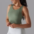 thumbnail image 2 of REORIAFEE Yoga Tank Tops for Women Sleeveless Tops Crewneck Tanks Quick Dry Crop Shirts Solid Color Pullover Shapewear Wide Strap Vest Summer Going Out Fashion Clothing Army Green, 2 of 6
