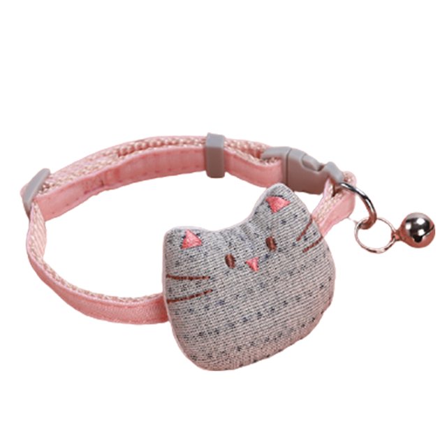 CAROOTU Dog Collar Cat Collar with Bell Quick Release Cat Face Doll Decor Pet Neck Strap Adjustable Length for Small Medium Dogs New