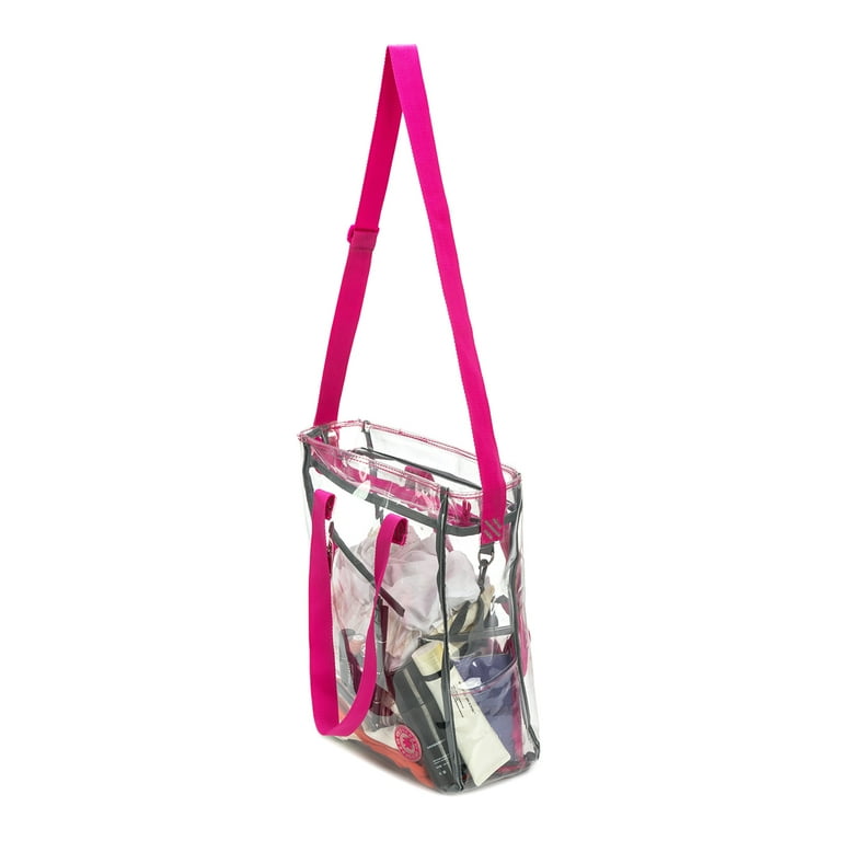 Large Heavy Duty Clear Lunch Tote Stadium Bag - Ash Pink