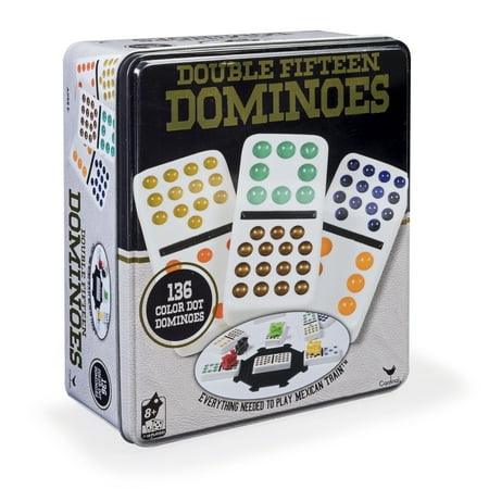 Photo 1 of Double Fifteen Color Dot Dominoes Game in a Tin