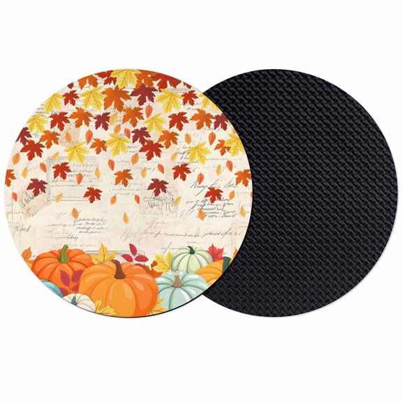 Orange Pumpkin Fall Coasters Set of 2, Absorbent Coasters for Drinks, Thanksgiving Maple Leaf Farmhouse Coaster for Desk Coffee Table Protection, Home Decor House Warming Gifts 4"