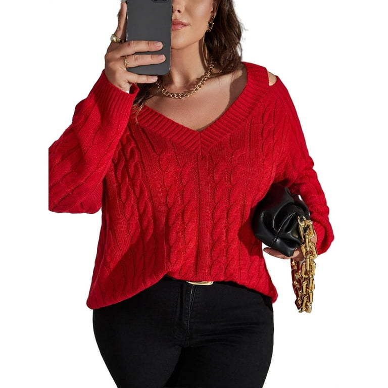 CHUOAND Womens Off The Shoulder Sweater,womens 2x tops plus size
