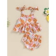 thumbnail image 5 of Musuos Baby Girls Summer Outfits 3 6 12 18 24Months Floral Print Bandage Straps A-line Hem Camisole and PP Shorts Set Cute Clothes, 5 of 9