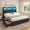 Black&Queen Size, variant on Queen Size Bed Frame with Storage Headboard and 4 Drawers, Wooden Upholstered Platform Beds with Charging Station and LED Lights, Metal Slats, No Box Spring Needed, Black