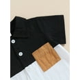 thumbnail image 5 of Springcmy Toddler Baby Boys Clothes Set Cotton Linen Short Sleeve Button Down Shirt Top and Shorts 2PCS Summer Outfit C# Black 2-3 Years, 5 of 7