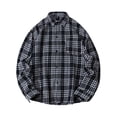 thumbnail image 2 of Button Down Shirt Men Long Sleeve Fashion Casual Regular Fit Collar Flannel Shirt Comfortable Lightweight Summer Plaid Classic Basic Tee With Pocket Black XXXXXL, 2 of 4