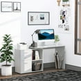 thumbnail image 2 of HOMCOM L-Shaped Straight Computer Desk w/ Storage Home Office Table, White, 2 of 10