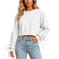 thumbnail image 4 of HAiming Cropped Sweatshirts for Women Long Sleeve Bow Scoop Neck Trendy Shirts Fall Winter Casual Going out Tops, 4 of 9
