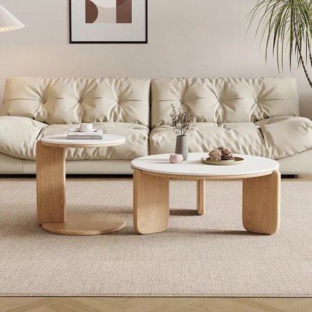 Designer Wood Coffee Table Nordic Living Room Luxury Minimalist Coffee Table Round Computer Couchtisch Lounge Suite Furniture