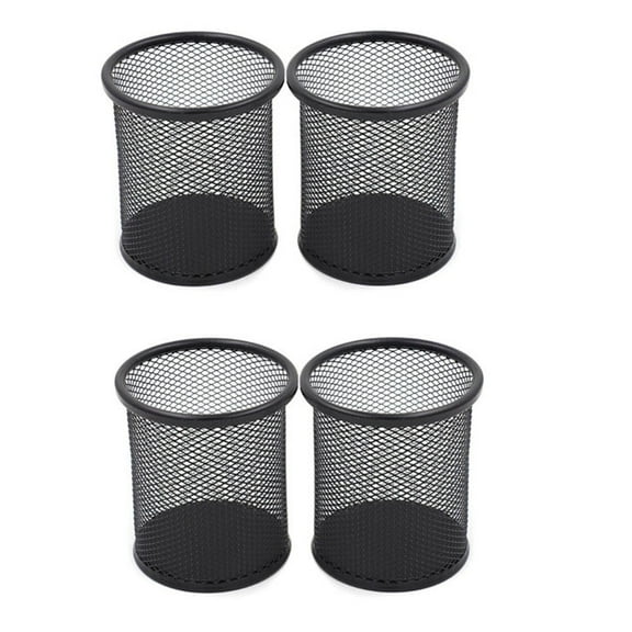 FUEENIRVA Wire Mesh Pencil Holder 4Pcs Metal Desk Organization for Students Black