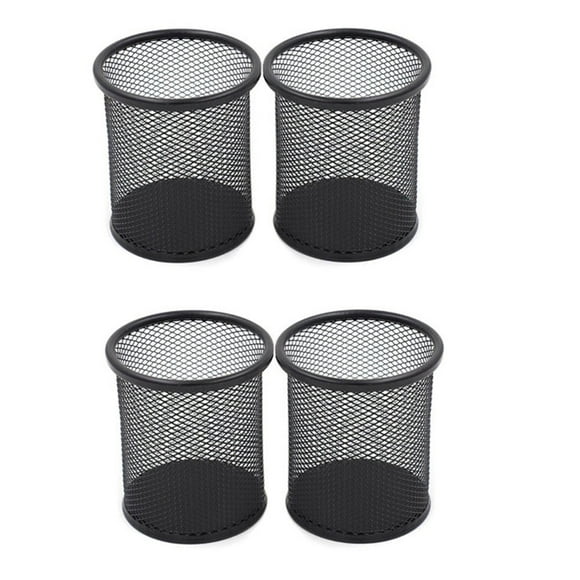 FUEENIRVA 4Pcs Mesh Metal Pen Storage Cup for Men Table Use 3.9In