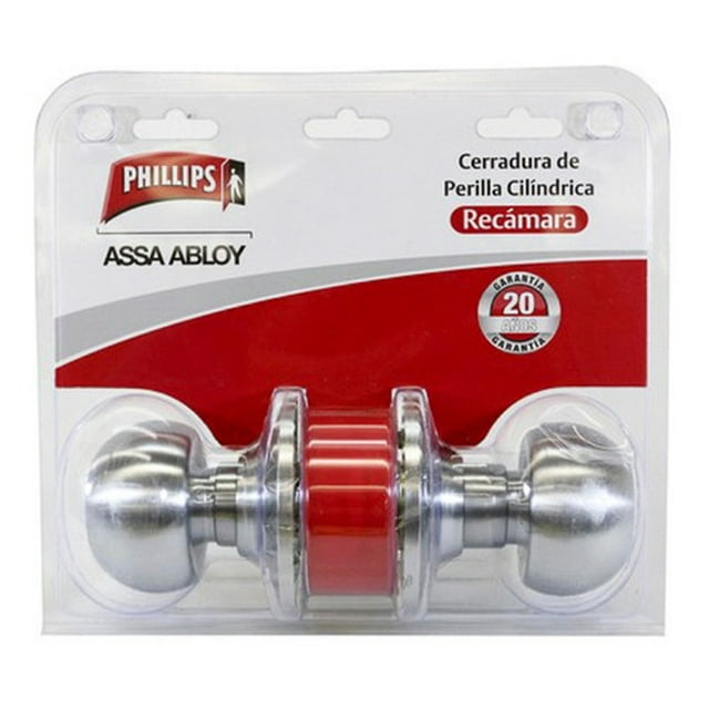 Cerradura Phillips Pomo Cilindrico Recamara Cromo Mate Gamma