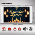 thumbnail image 6 of LUUFILx Ramadan Kareem Banner Moon Lanterns Hanging Starry Night Backdrop Islamic Celebration Party Prop Eid Decoration Religious Event Supplies Background, 6 of 9