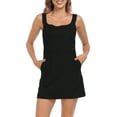 thumbnail image 6 of HDE Women's Linen Mini Dress Summer Dresses with Pockets Black - M, 6 of 7