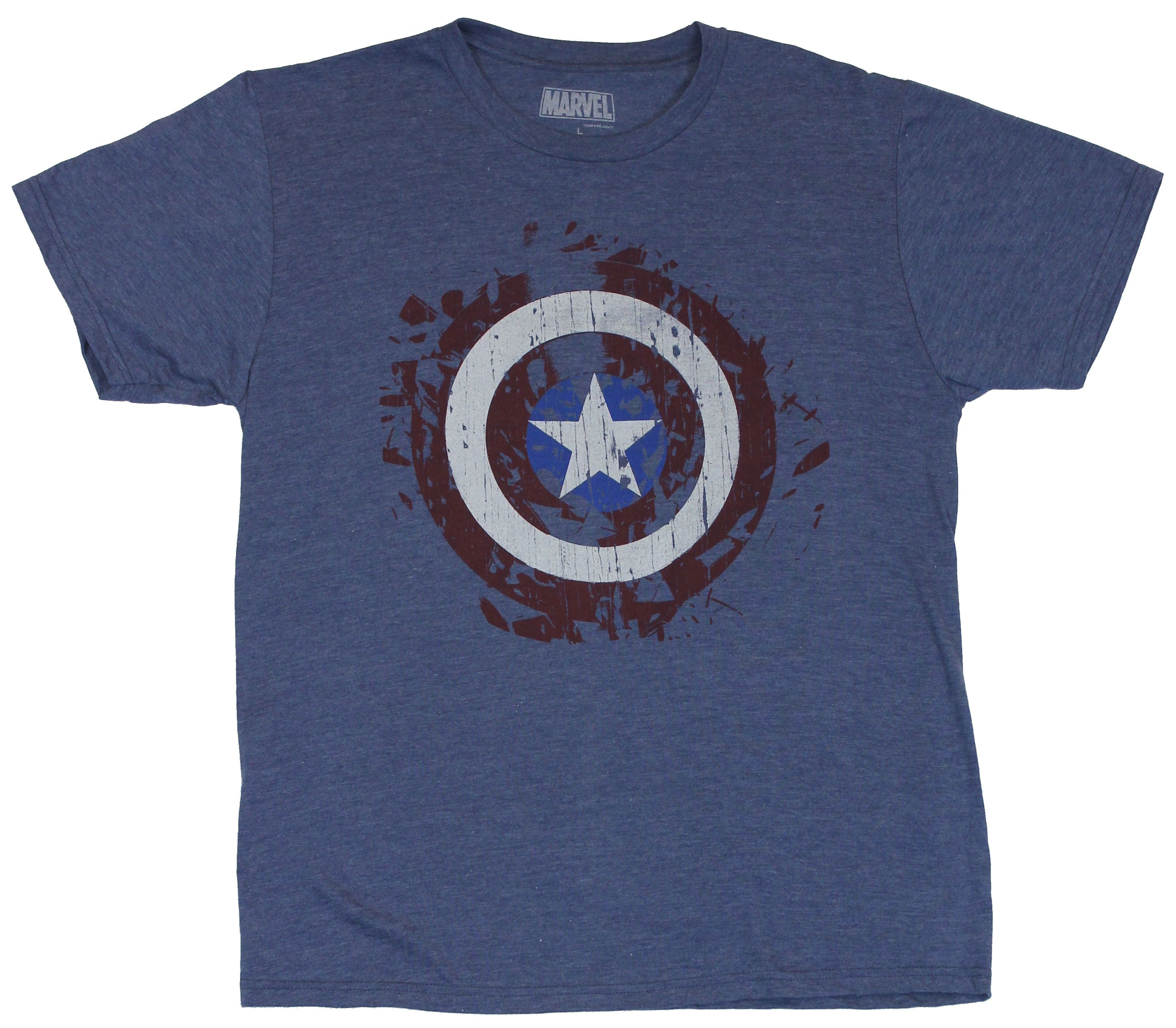 MARVEL CAPTAIN AMERICA SHIELD Distressed  T-Shirt  cotton officially licensed 