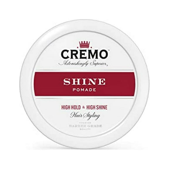 Cremo Premium Barber Grade Hair Styling Shine Pomade, High Hold & Shine, 4 Oz