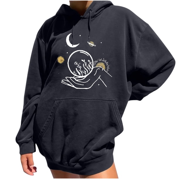 Sudadera con estampado de cambio de cuello redondo de manga larga suelta divertida vintage para mujer Fridja ghj987+4365