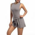 thumbnail image 7 of Oplxuo Women Summer Sleeveless Bodycon Tie Cinched Waist Romper Skort Mini Dress Built in Shorts Night Out Vacation Dress, 7 of 7