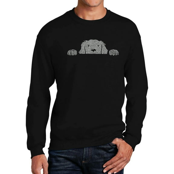 Men's Word Art Crewneck Sweatshirt - Peeking Dog