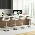 thumbnail image 2 of Gymax Ensemble de 4 Tabourets de Bar Réglables Chaises de Pub Pivotantes Tabourets en Cuir PU Blanc, 2 of 10
