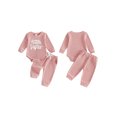 thumbnail image 2 of Cenuakty Girl Fall Outfits Long Sleeve Letter Embroidery Romper + Pants Set, 2 of 9