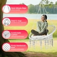 thumbnail image 3 of Boho Gray Hammock Chair with Cushions, Max 350 Lbs Load, for Garden, Balcony & Sunroom Retreat, 3 of 7