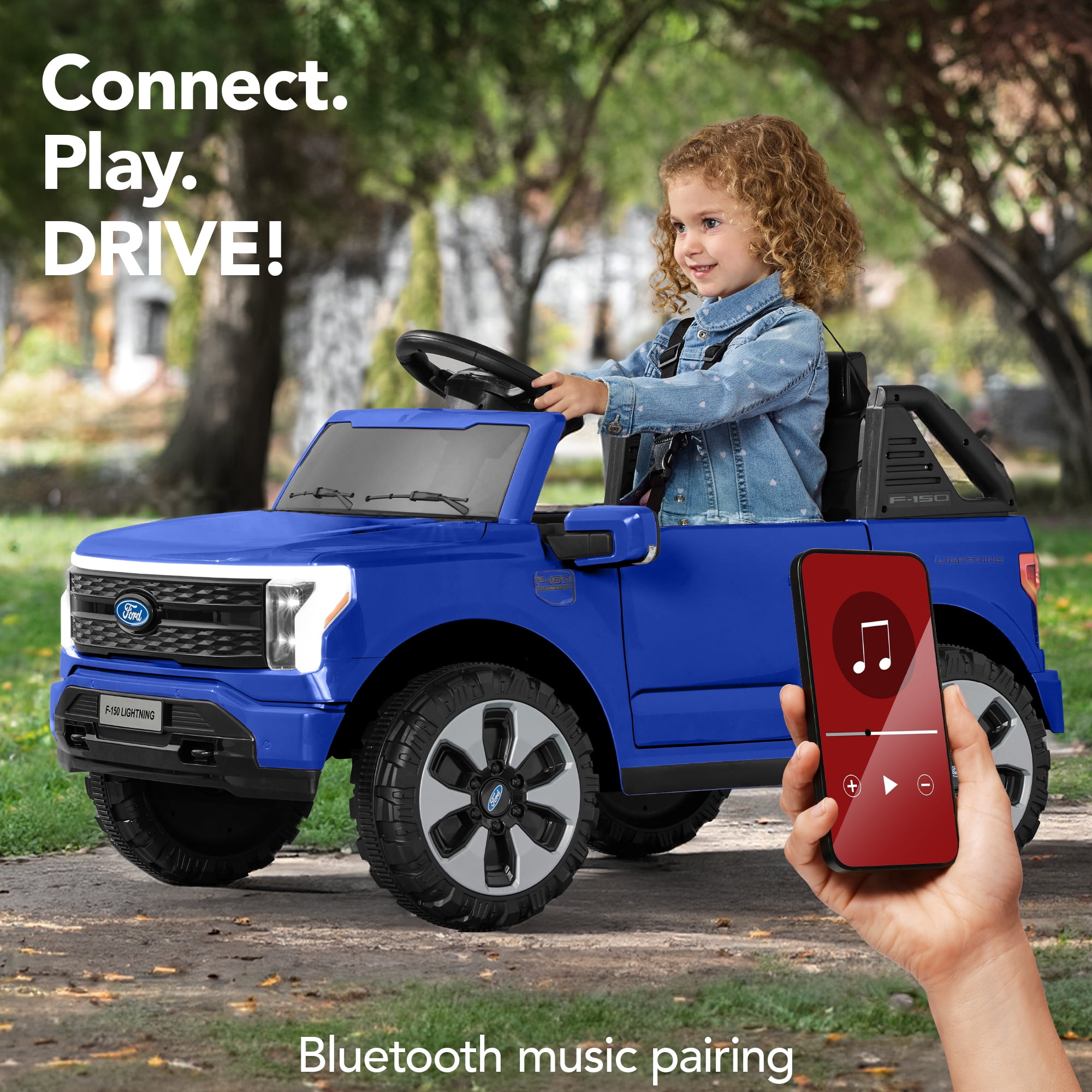 Best Choice Products Kids 12V Ride On Car Officially Licensed Ford Lightning Truck w/ Remote, LED Lights - Blue