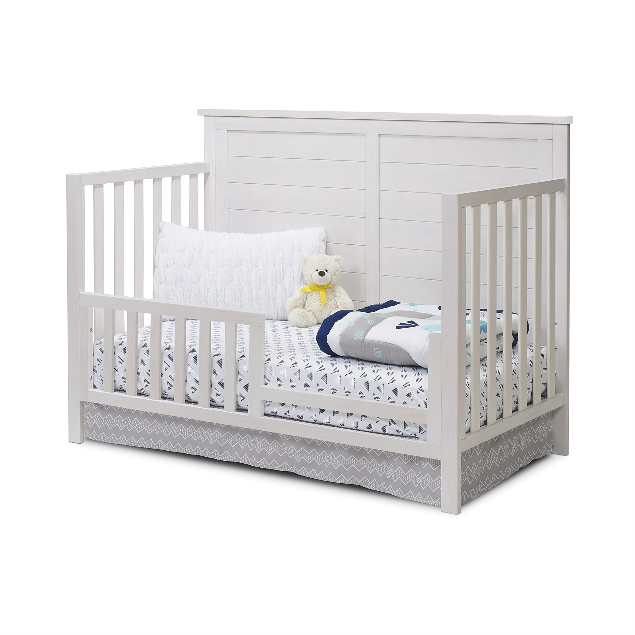Pemberly Row Wood Toddler Guardrail Rail in Weathered White