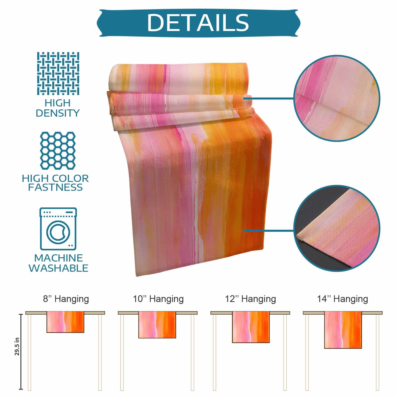 Table Runner Yellow Pink Painting Table Decoration for Kitchen Dinning Abstract Art Table Decoration for Indoor Outdoor Party Wedding Decor 13x72inch