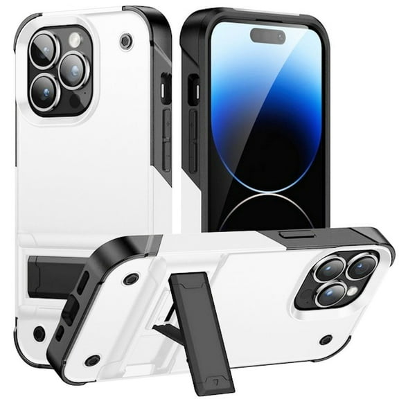 TUFF Hybrid Armor Case with Kickstand for iPhone 14 Pro - White