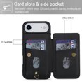 thumbnail image 3 of Tianyeda for iPhone Air Case Leather 6.5 Inch Wallet 4Pcs Card Holder Leather Flip Cover Long/Short Lanyards with Stand Black, 3 of 5