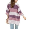 thumbnail image 2 of Girls Open Front Long Sleeve Cardigan Color Block Chunky Knit Oversized Kids Sweaters Coat, 2 of 5