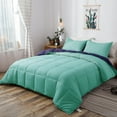 thumbnail image 2 of DOMDEC Goose Down Alternative Comforter Set - 2 Piece Set - All Seasons - Twin/Twin XL, Green and Blue, 2 of 3