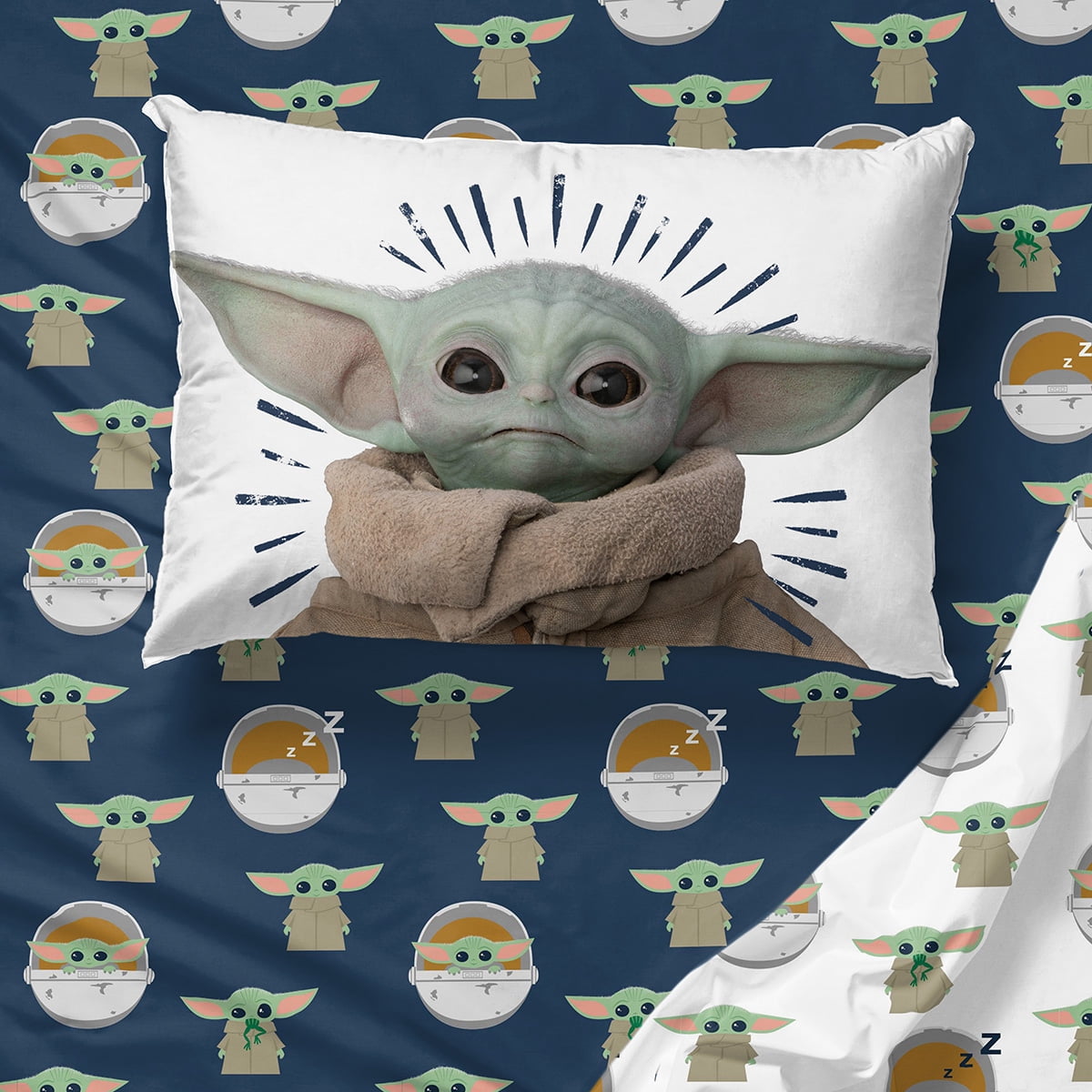 Baby Yoda, The Child 5 Piece Twin Bed-in-a-Bag, 100% Microfiber, Blue