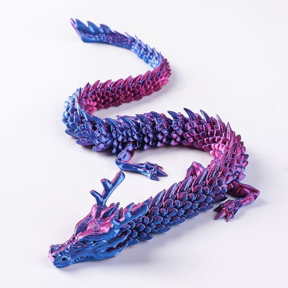 1PC blue purple 30cm 3D Printed Dragon Figurines, Crafts, Creative Handmade Figurines, Gifts, Multi-purpose Chinese Dragon