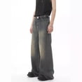 thumbnail image 4 of Vintage Streetwear Hop Jeans Harajuku Washed Distressed Straight Wide Leg Pants Loose Floor Length Denim Trousers Baggy Jeans for Women, 4 of 6