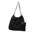 thumbnail image 1 of Bolso de hombro para mujer, bolso de mano de moda con diseño de rombos y celosía para niñas, bolso pequeño tipo tote. Negro, 1 of 9