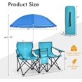 thumbnail image 3 of Double Camping Chair for 2 People – Portable Folding Outdoor Loveseat with Removable Umbrella, Cup Holders and Carrying Bag, 3 of 8