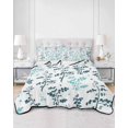 thumbnail image 2 of Twin Quilt Bedding Set, Teal Green Botanical Reversible Summer Quilt 3 Pieces, Watercolor Spring Floral Summer Leaf Lightweight Bedspreads Coverlets with 2 Pillow Shams for All Seasons, 2 of 5