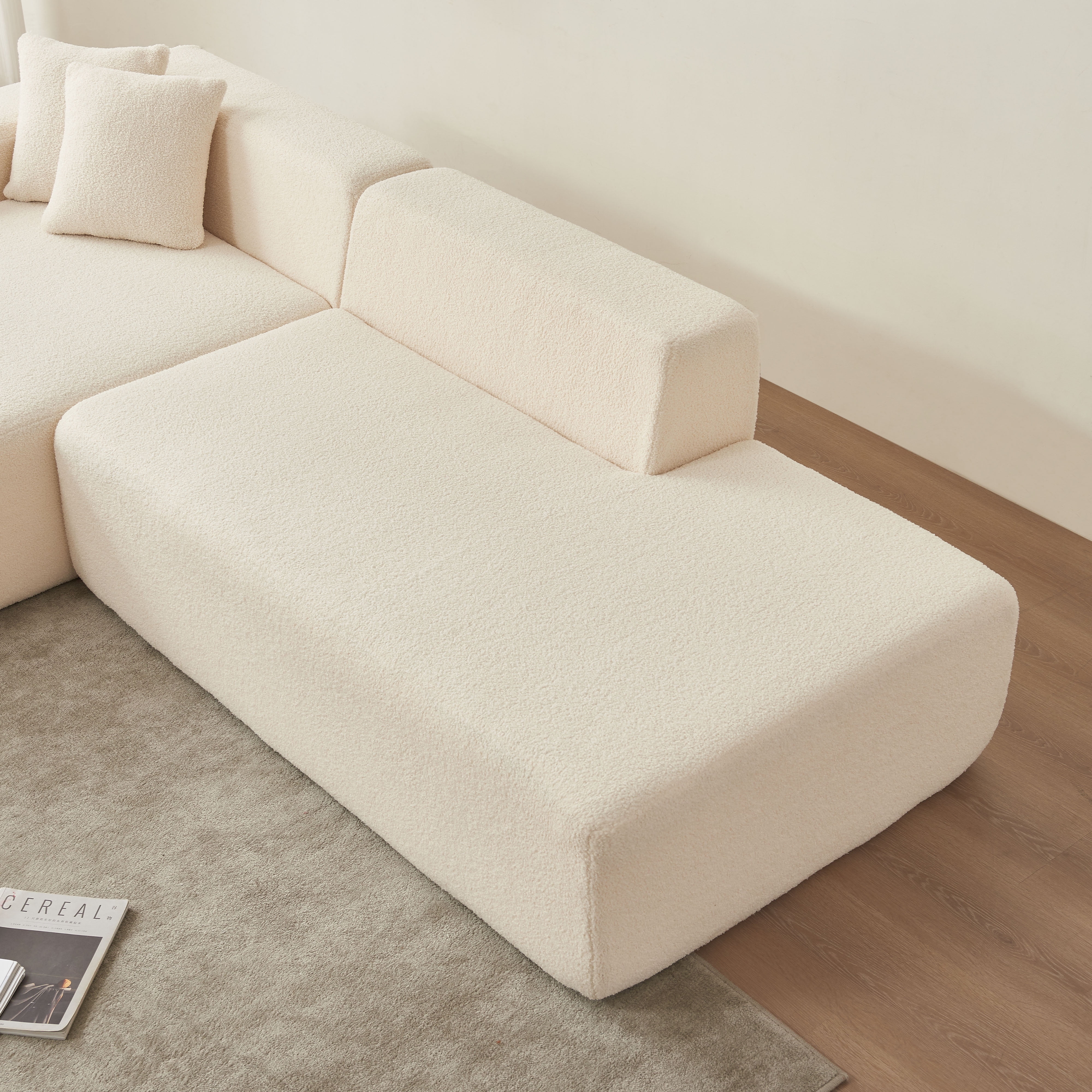MAYEERTY Modular Sectional Couch, Lambswool Fabric Modern L-Shape Sectional Sofa with Chaise Lounge,Upholstered 5-seater Corner Sofa Couch for Bedrooms, Apartment