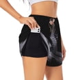 thumbnail image 3 of Lsque Black Cobra Snake Printed Women's Running Shorts with Liner Pockets,Elastic Quick Dry Workout Athletic Gym Yoga Shorts,Womens High Waist Shorts-Large, 3 of 9
