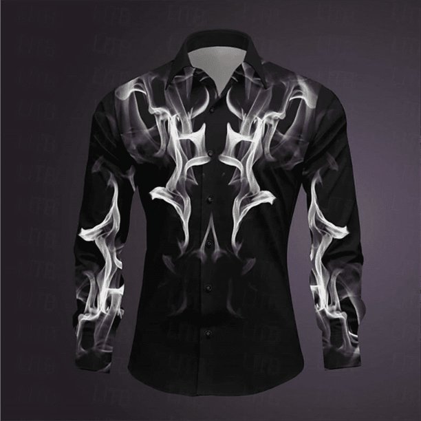 Camisa informal para hombre con botones de solapa y gráficos en alta definición, material suave y saludable, nueva camisa de traje para hombre 2024