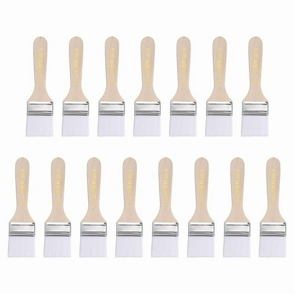 15pcs Paint Brushes Brush Nylon Flat Wall Soft Bristle with Wood Handle for Painting DIY 1.5 Inch