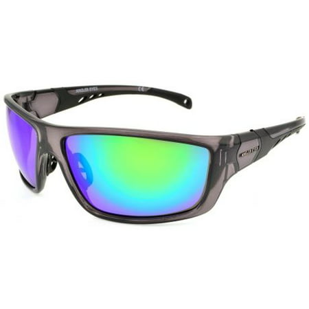 Angler Eyes Seatrout Sunglasses, Shiny Black Frame, Smoke Polarized with Green M