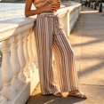 thumbnail image 6 of ClodeEU Women's High Waist Striped Wide Leg Pants,Casual Bohemian Vacation Flowy Trousers ,Women's Plus M, 6 of 8